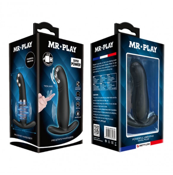 MR PLAY - Squirm Vibration Anal Plug (Chargeable - Black)
